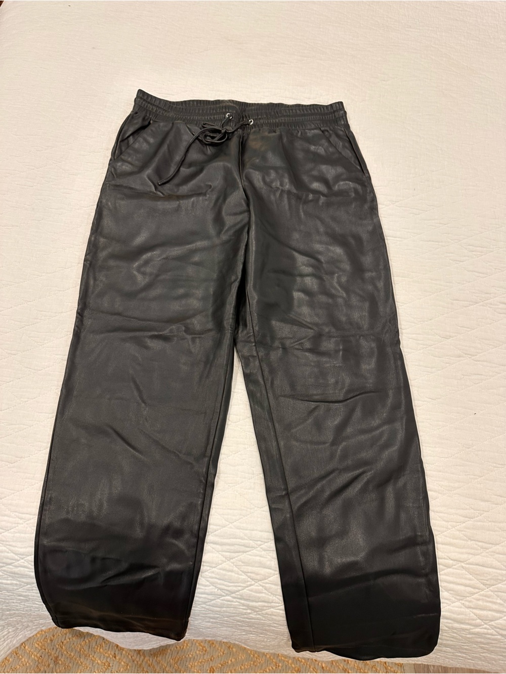 LOFT Black Faux Leather Jogger Pants